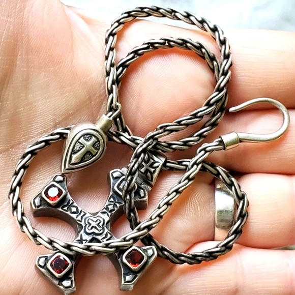 Cynthia Gale Sterling and Garnet Necklace - Picture 2 of 7